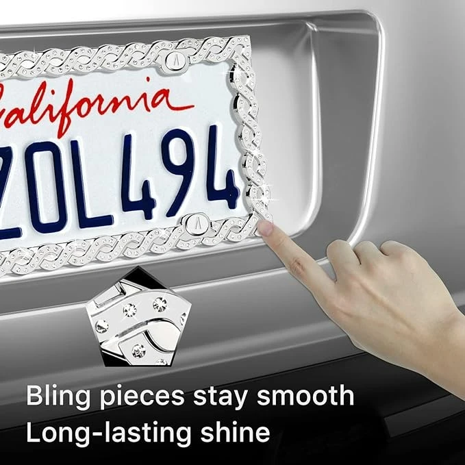 Braid Bling Crystals Car License Plate Frames